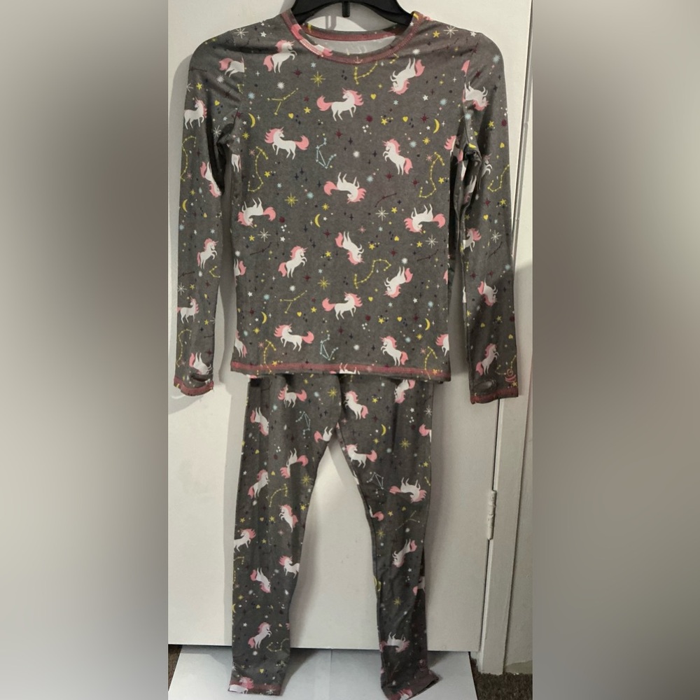 Cuddl Duds Unicorn Kids Pajama Set - Gray and Pink